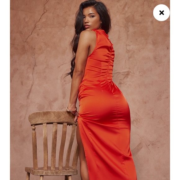 NEW red satin dress PLT - Picture 2 of 9